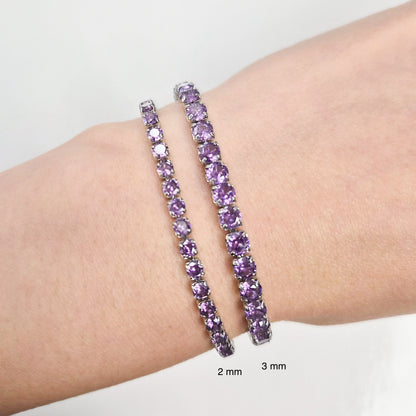 Purple Cubic Zirconia Tennis Bracelet 2 mm