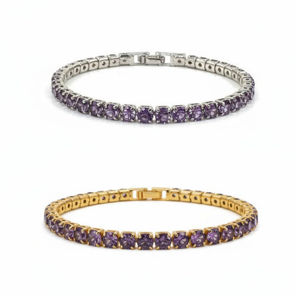 Purple Cubic Zirconia Tennis Bracelet 3 mm