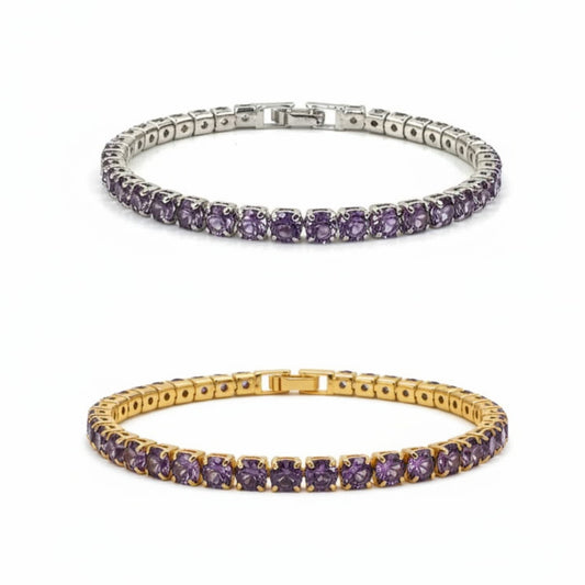 Purple Cubic Zirconia Tennis Bracelet 3 mm