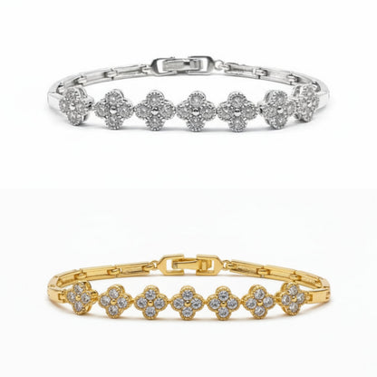 Clover Tennis Clasp Cubic Zirconia Bracelet