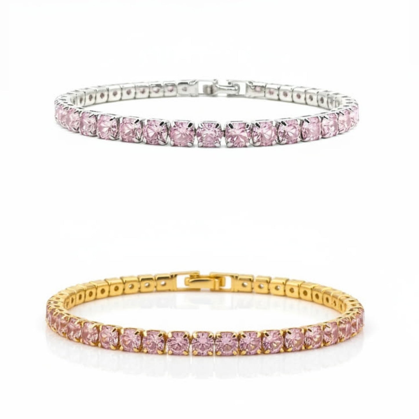 Pink Cubic Zirconia Tennis Bracelet 3 mm