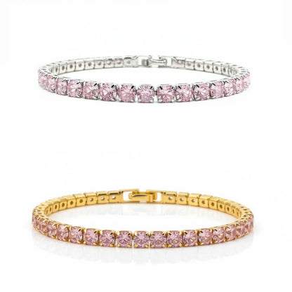 Pink Cubic Zirconia Tennis Bracelet 3 mm