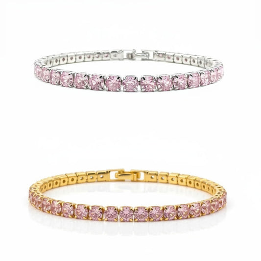 Pink Cubic Zirconia Tennis Bracelet 3 mm