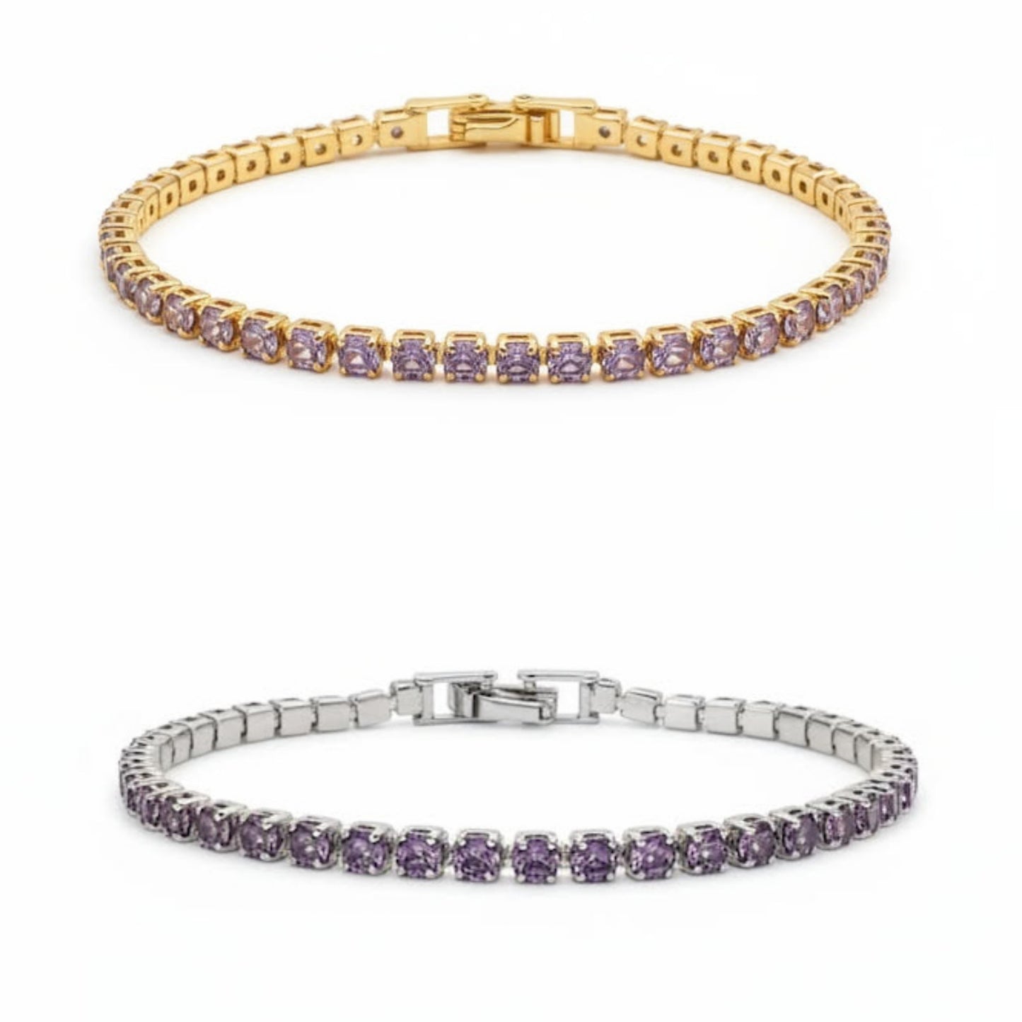 Purple Cubic Zirconia Tennis Bracelet 2 mm