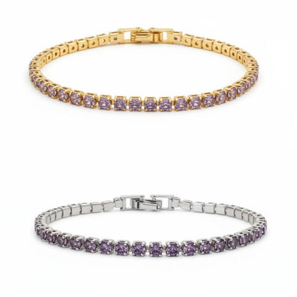 Purple Cubic Zirconia Tennis Bracelet 2 mm