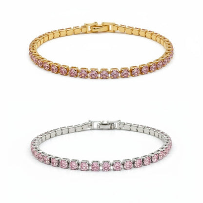 Pink Cubic Zirconia Tennis Bracelet 2 mm