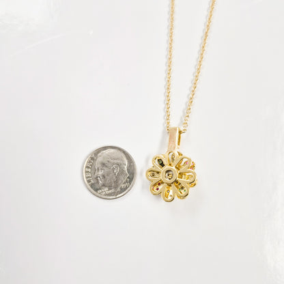 Colorful Happy Face Flower Spinner Necklace