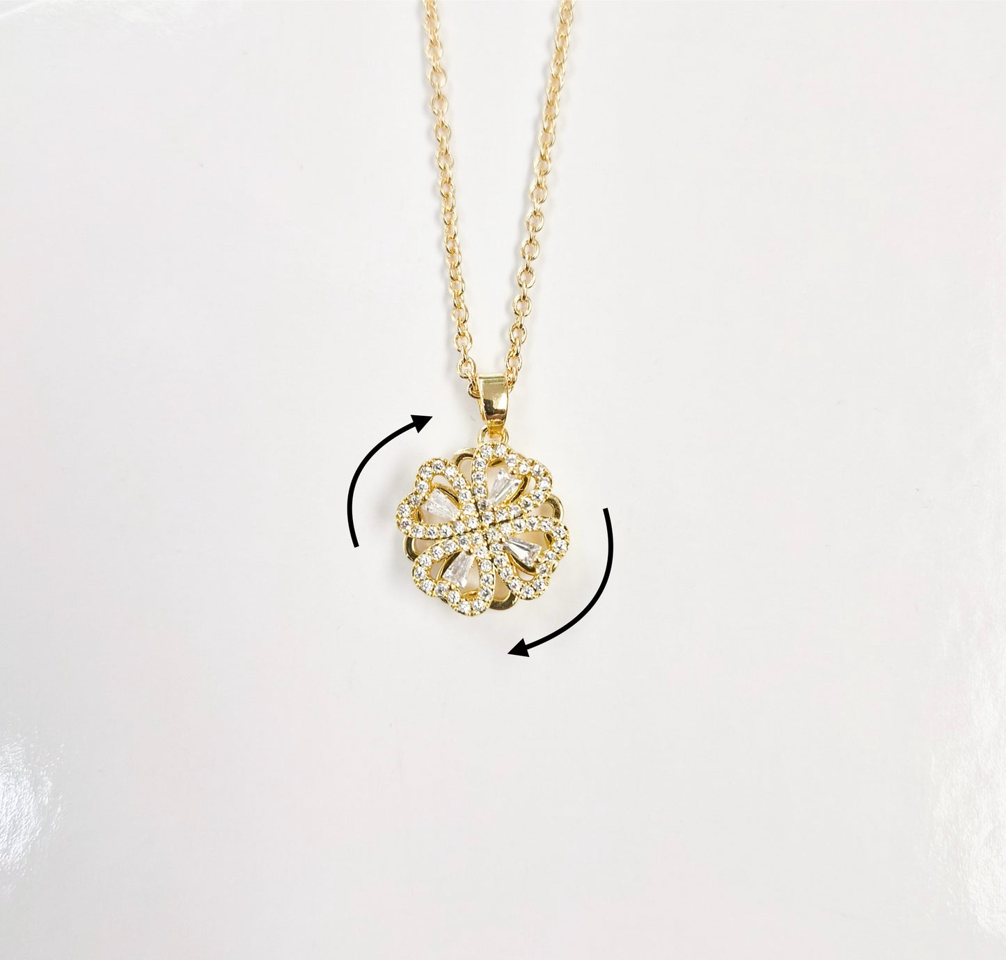 Bedazzled Clover Spinner Necklace