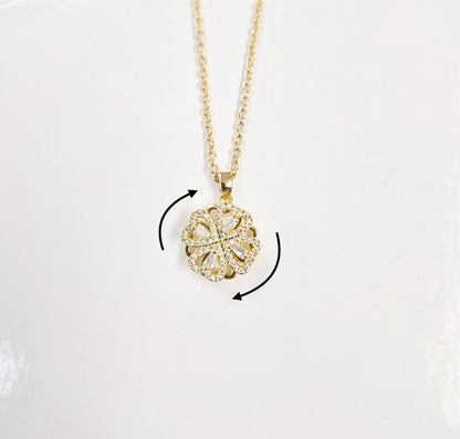 Bedazzled Clover Spinner Necklace