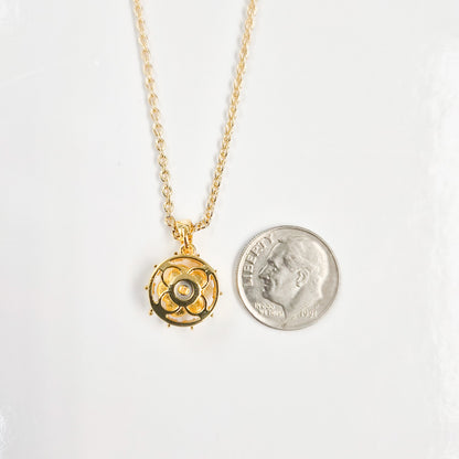 Petite White Enamel Flower Spinner Necklace