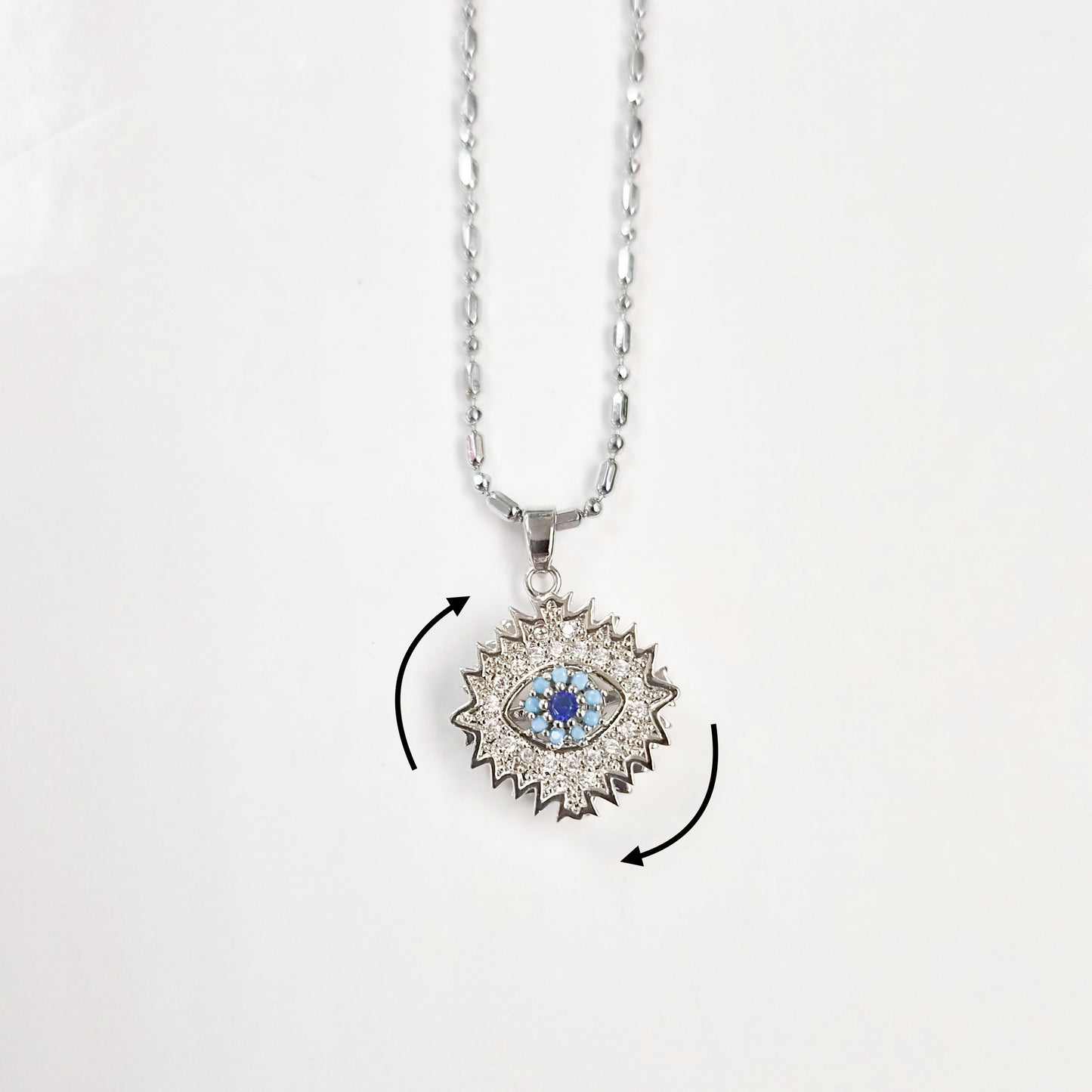 Bedazzled Evil Eye Spinner Necklace