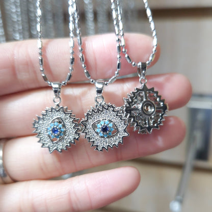 Bedazzled Evil Eye Spinner Necklace