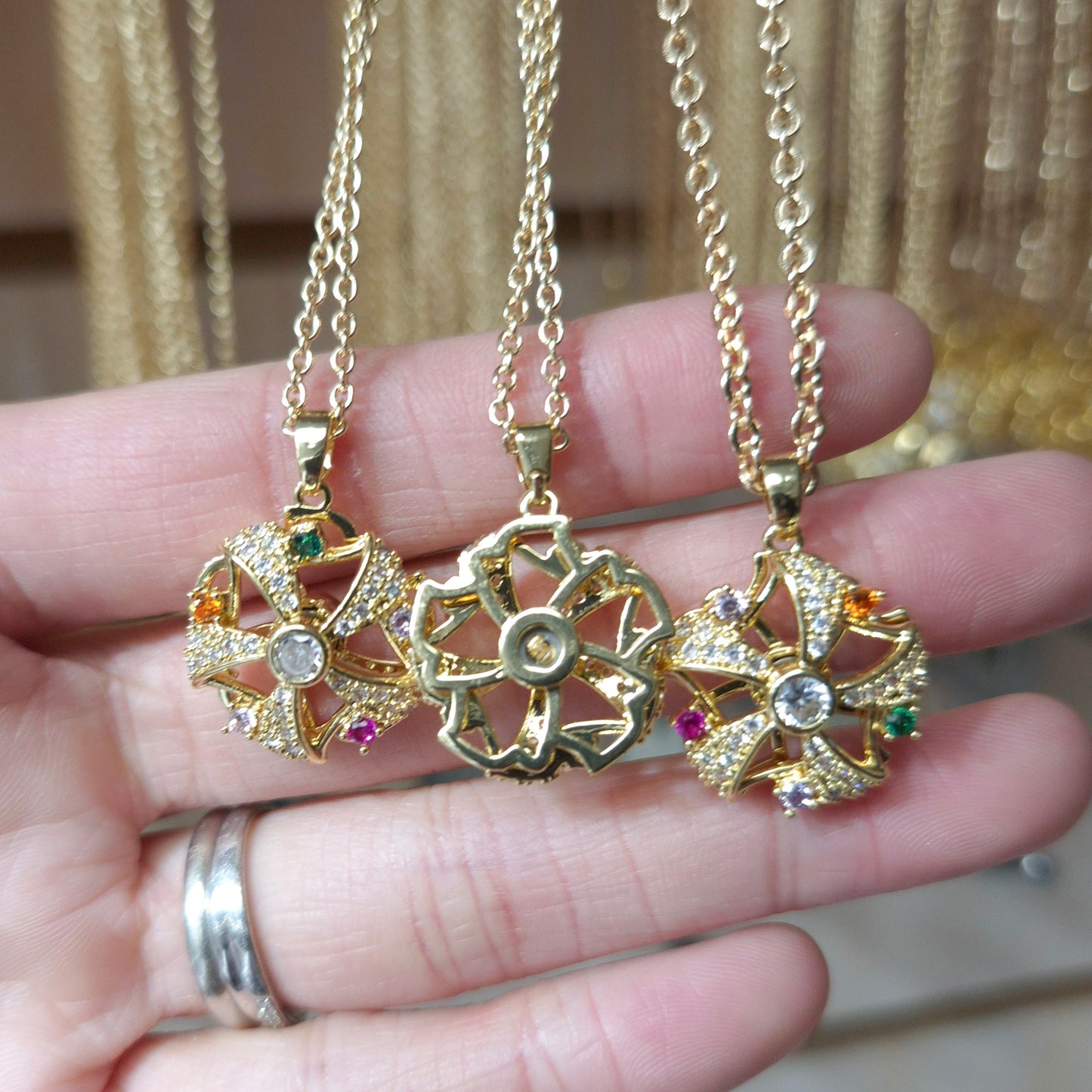 Jewel Crown Fidget Spinner Necklace