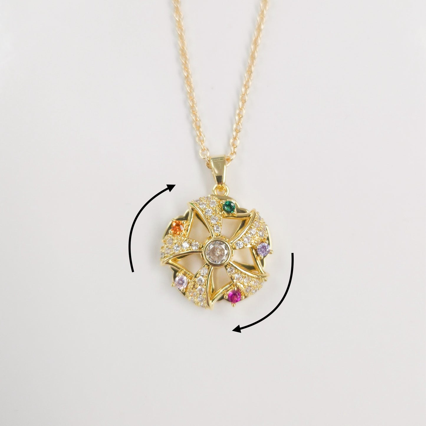 Jewel Crown Fidget Spinner Necklace