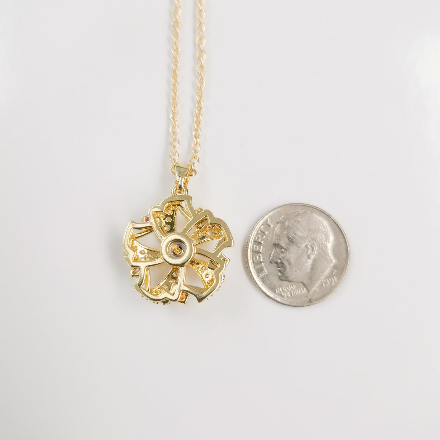 Jewel Crown Fidget Spinner Necklace