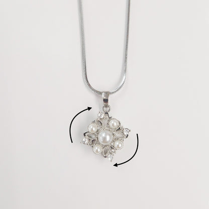 Pearl Snowflake Spinner Necklace