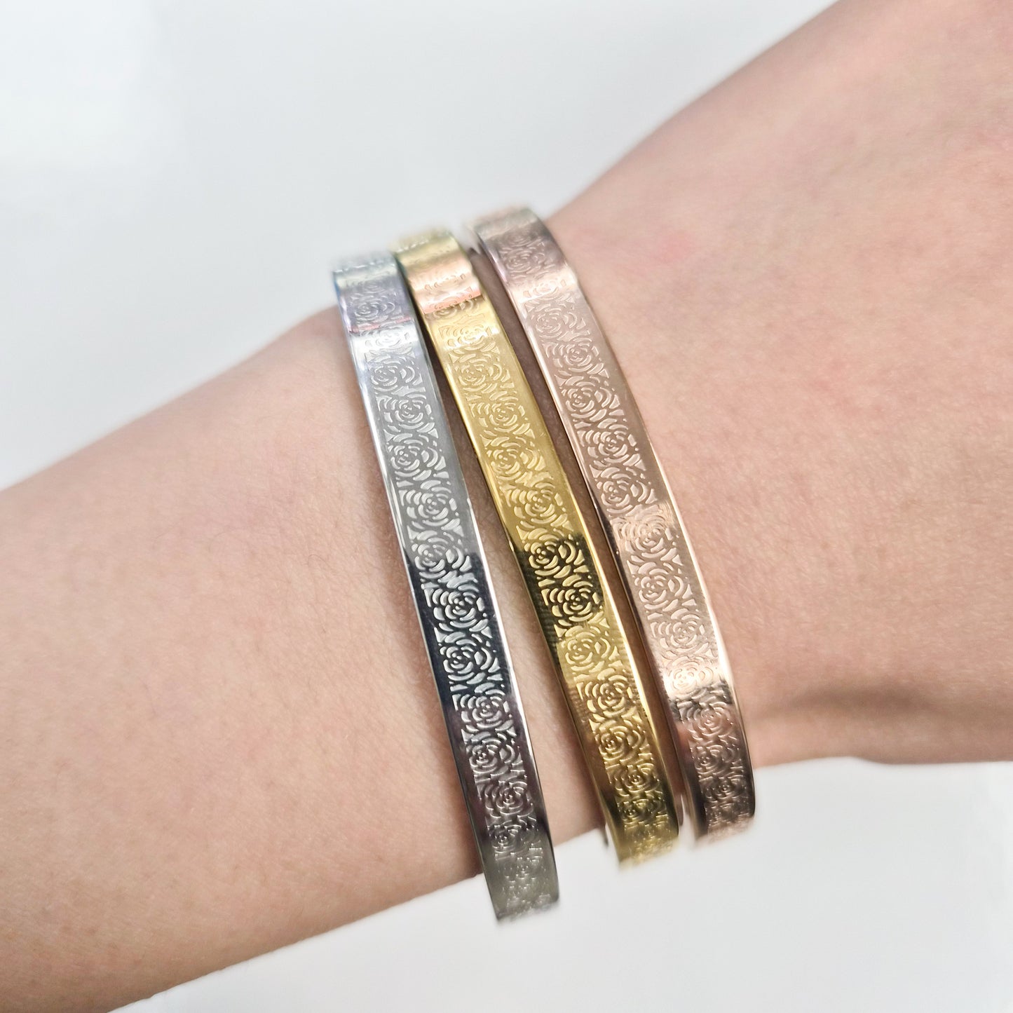 Roses Stainless Steel Bangle