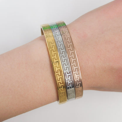 Greek Pattern Stainless Steel Bangle