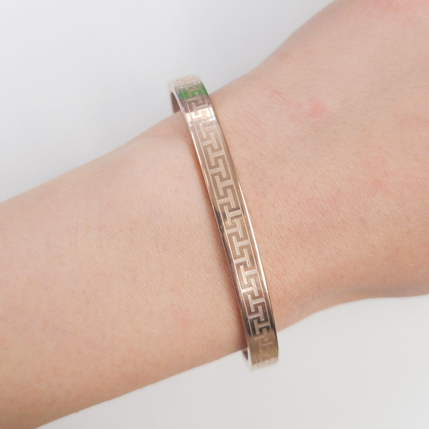 Greek Pattern Stainless Steel Bangle