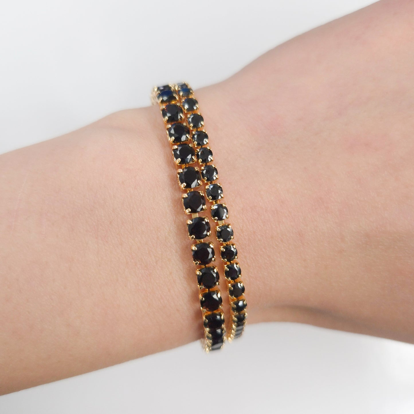 Black Cubic Zirconia Tennis Bracelet 2mm 3mm