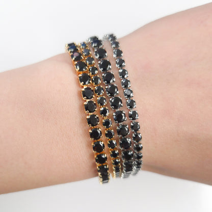 Black Cubic Zirconia Tennis Bracelet 2mm 3mm