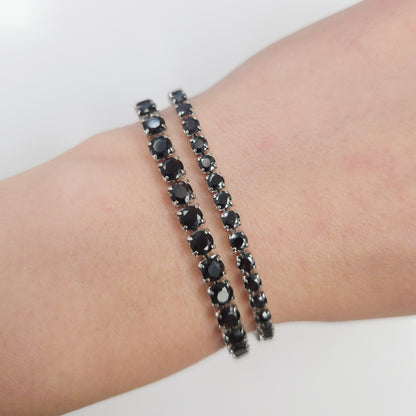 Black Cubic Zirconia Tennis Bracelet 2mm 3mm