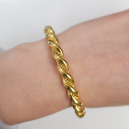 Gold-plated Braided Rope Bangle Cuff