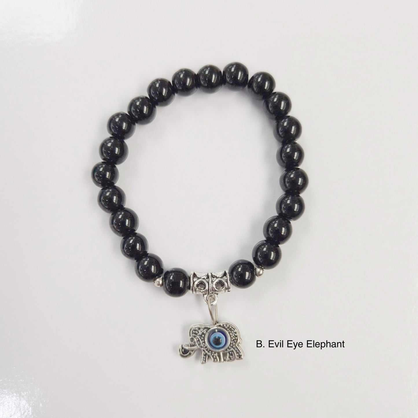 Black Beaded Charm Bracelet