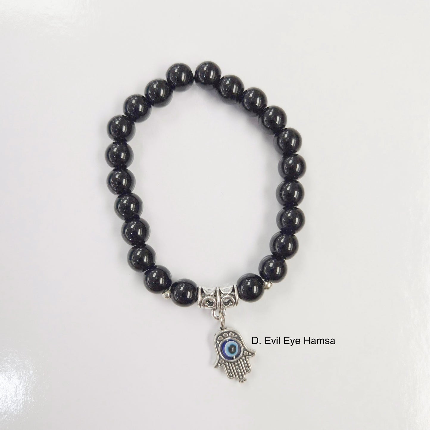 Black Beaded Charm Bracelet