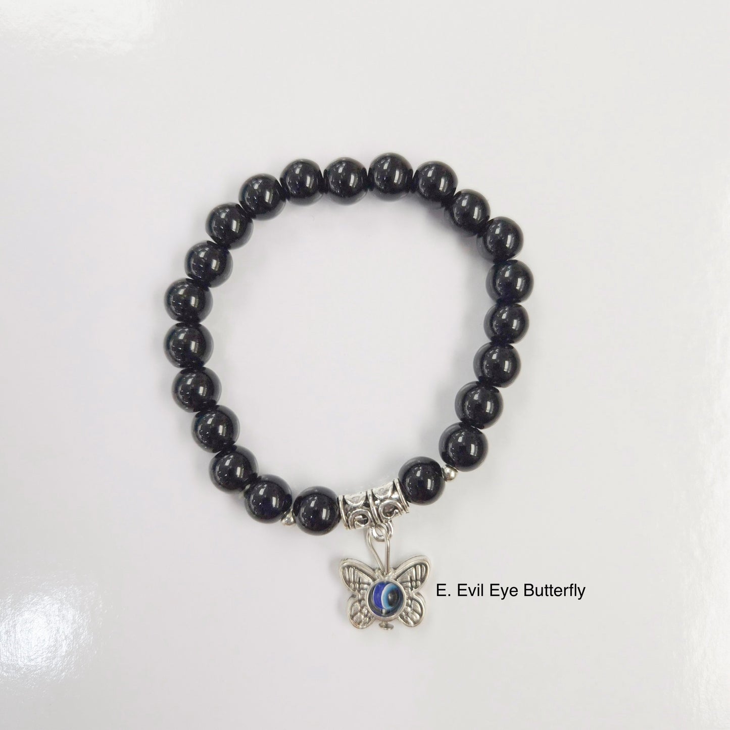 Black Beaded Charm Bracelet