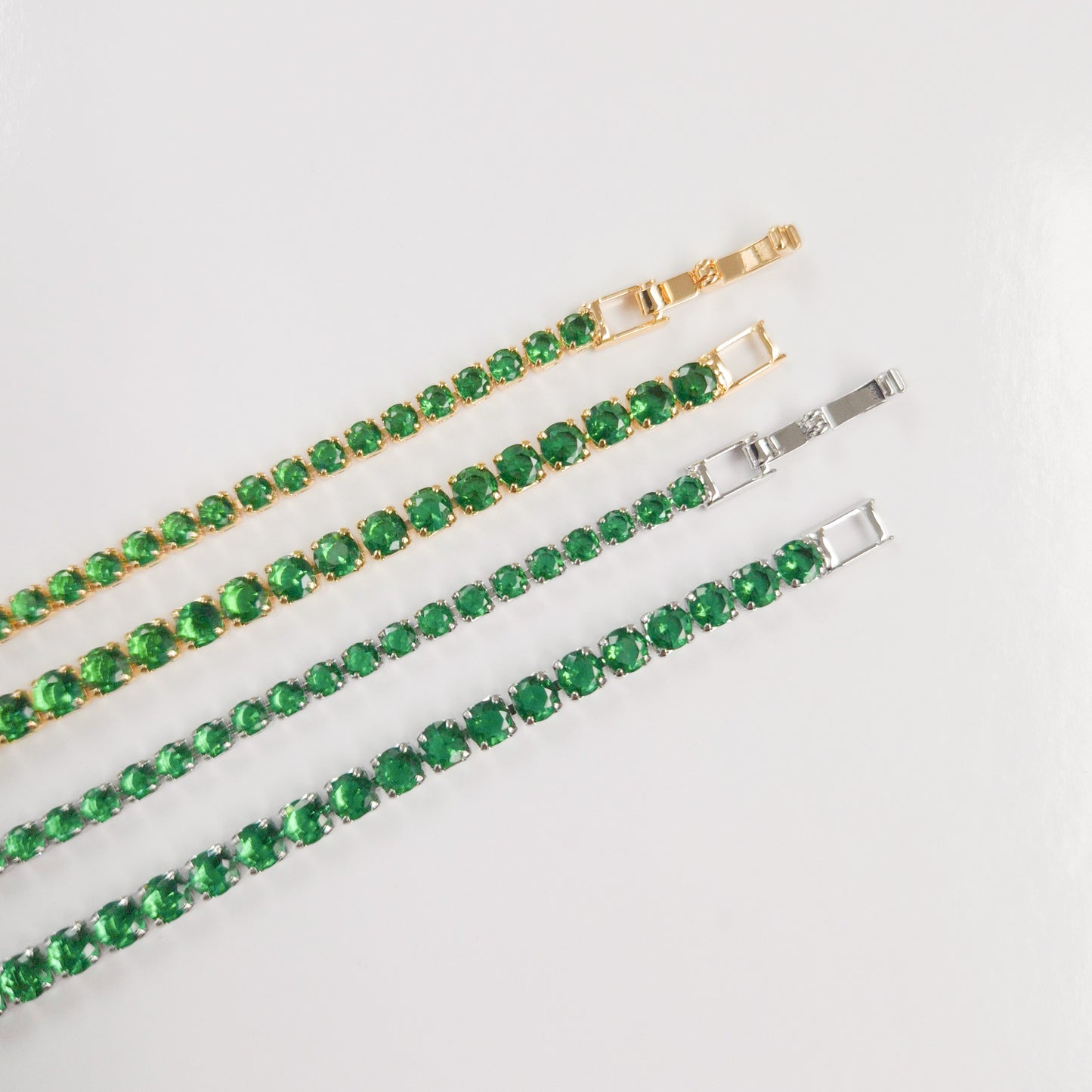 Green Emerald Cubic Zirconia Tennis Bracelet 2mm 3mm