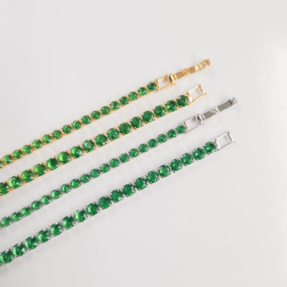 Green Emerald Cubic Zirconia Tennis Bracelet 2mm 3mm