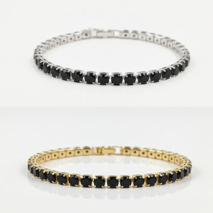 Black Cubic Zirconia Tennis Bracelet 2mm 3mm