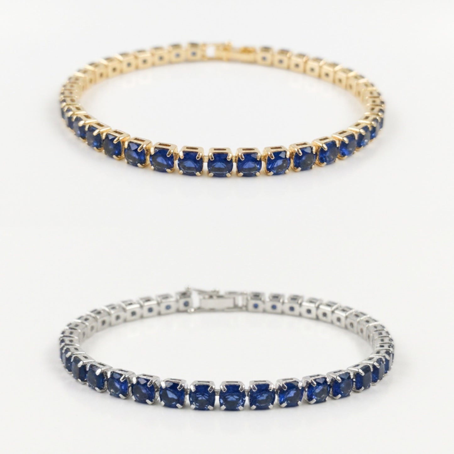 Sapphire Blue Cubic Zirconia Tennis Bracelet 2mm 3mm