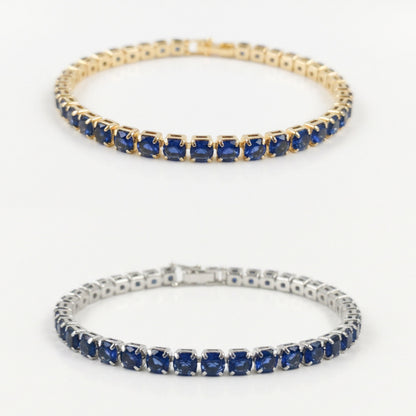 Sapphire Blue Cubic Zirconia Tennis Bracelet 2mm 3mm