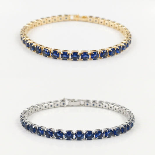 Sapphire Blue Cubic Zirconia Tennis Bracelet 2mm 3mm
