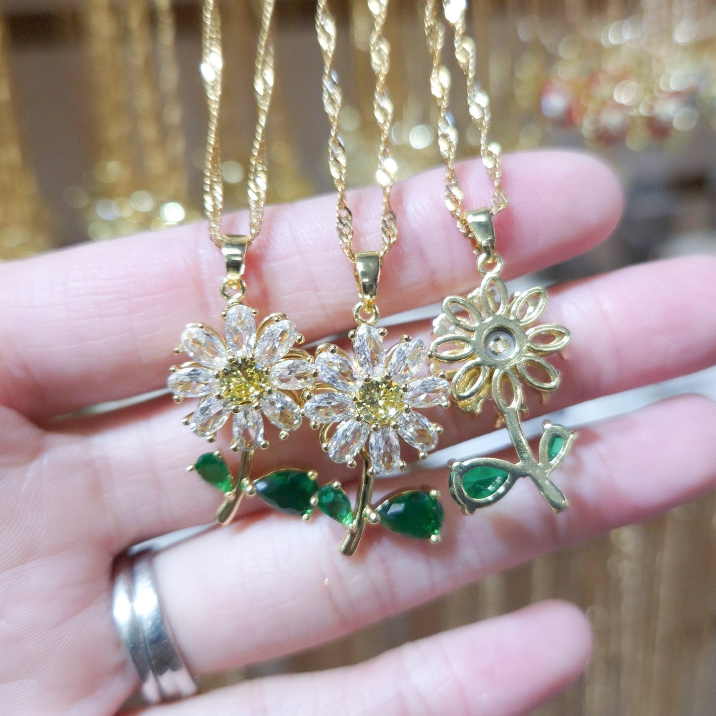 Daisy Sunflower Fidget Spinner Necklace