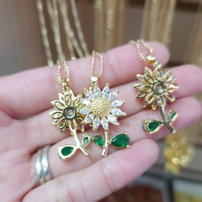 Daisy Sunflower Fidget Spinner Necklace