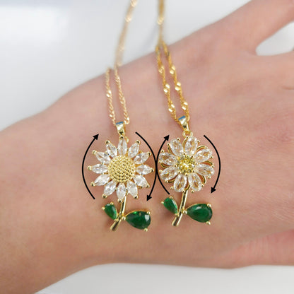 Daisy Sunflower Fidget Spinner Necklace