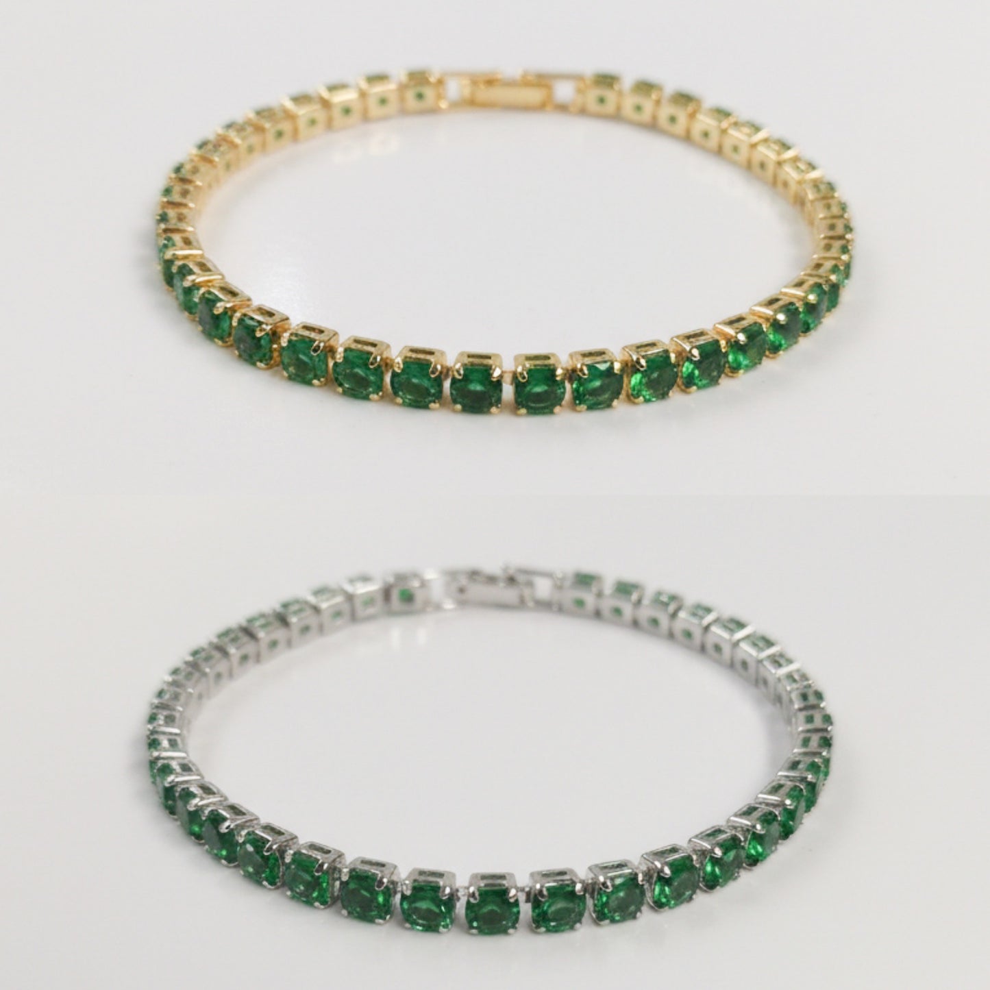 Green Emerald Cubic Zirconia Tennis Bracelet 2mm 3mm