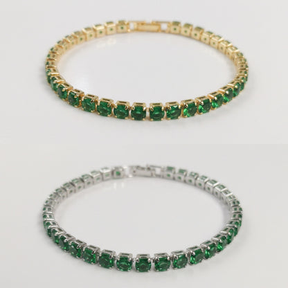 Green Emerald Cubic Zirconia Tennis Bracelet 2mm 3mm