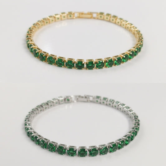 Green Emerald Cubic Zirconia Tennis Bracelet 2mm 3mm
