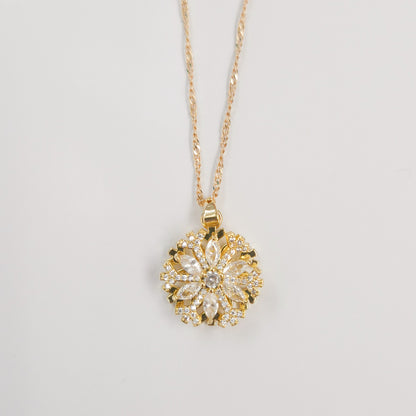 Bedazzled Snowflake Flower Fidget Spinner Necklace