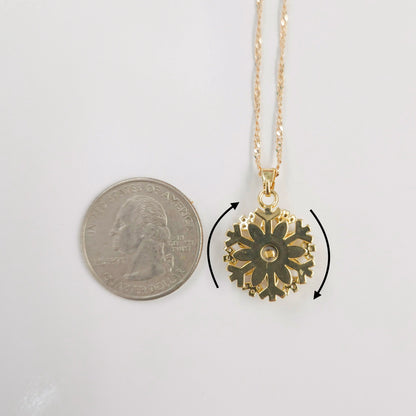 Bedazzled Snowflake Flower Fidget Spinner Necklace