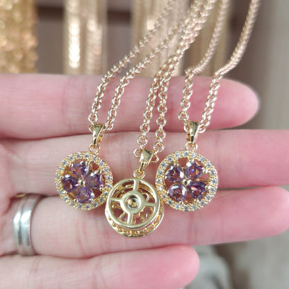 Dainty Clover Circle Fidget Spinner Necklace