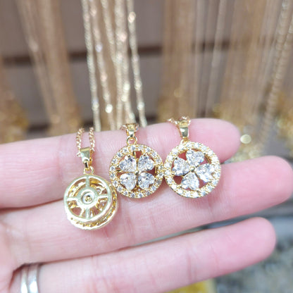 Dainty Clover Circle Fidget Spinner Necklace