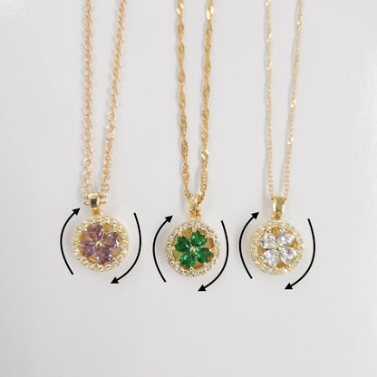 Dainty Clover Circle Fidget Spinner Necklace