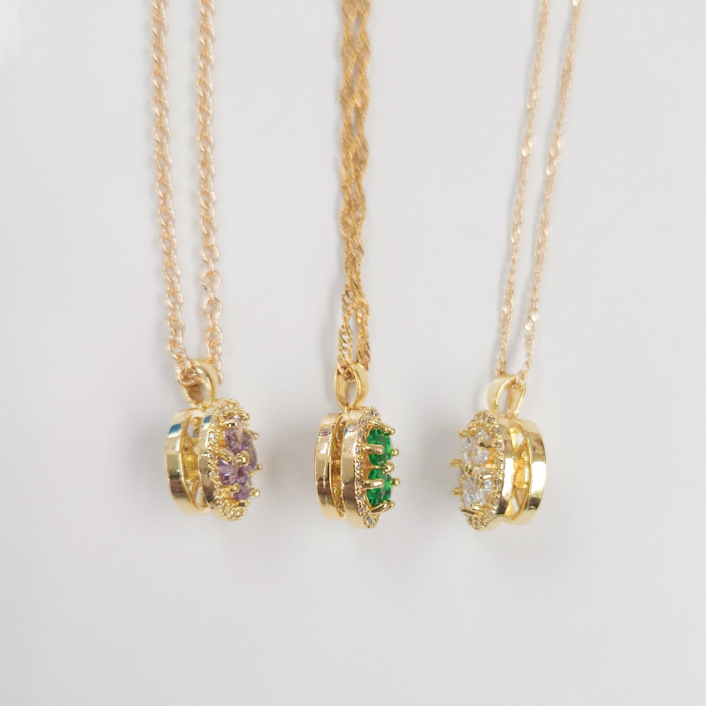 Dainty Clover Circle Fidget Spinner Necklace