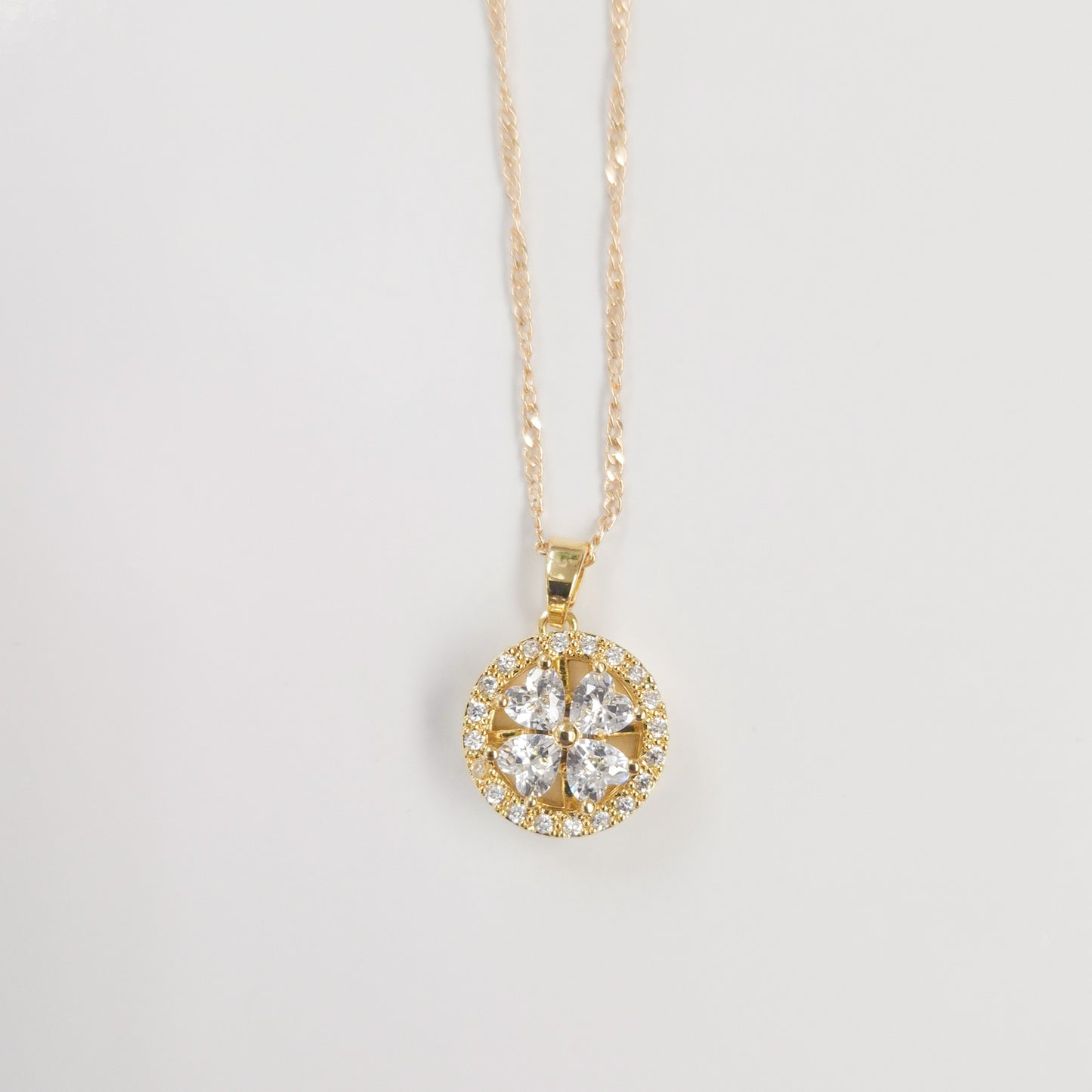 Dainty Clover Circle Fidget Spinner Necklace