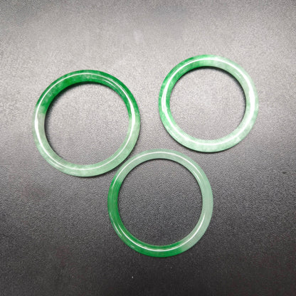 Narrow Two Tone Green Round Jade Bangles